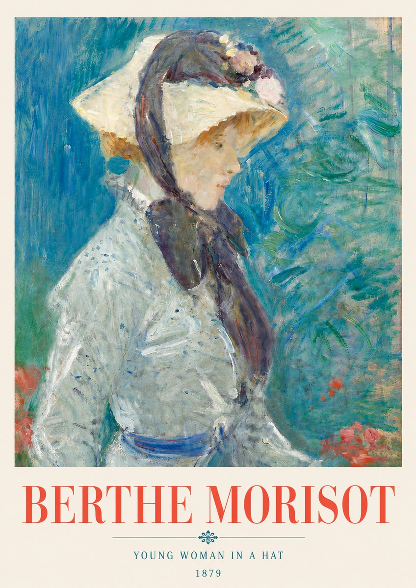 Berthe Morisot Young Woman in a Hat No6 - Póster