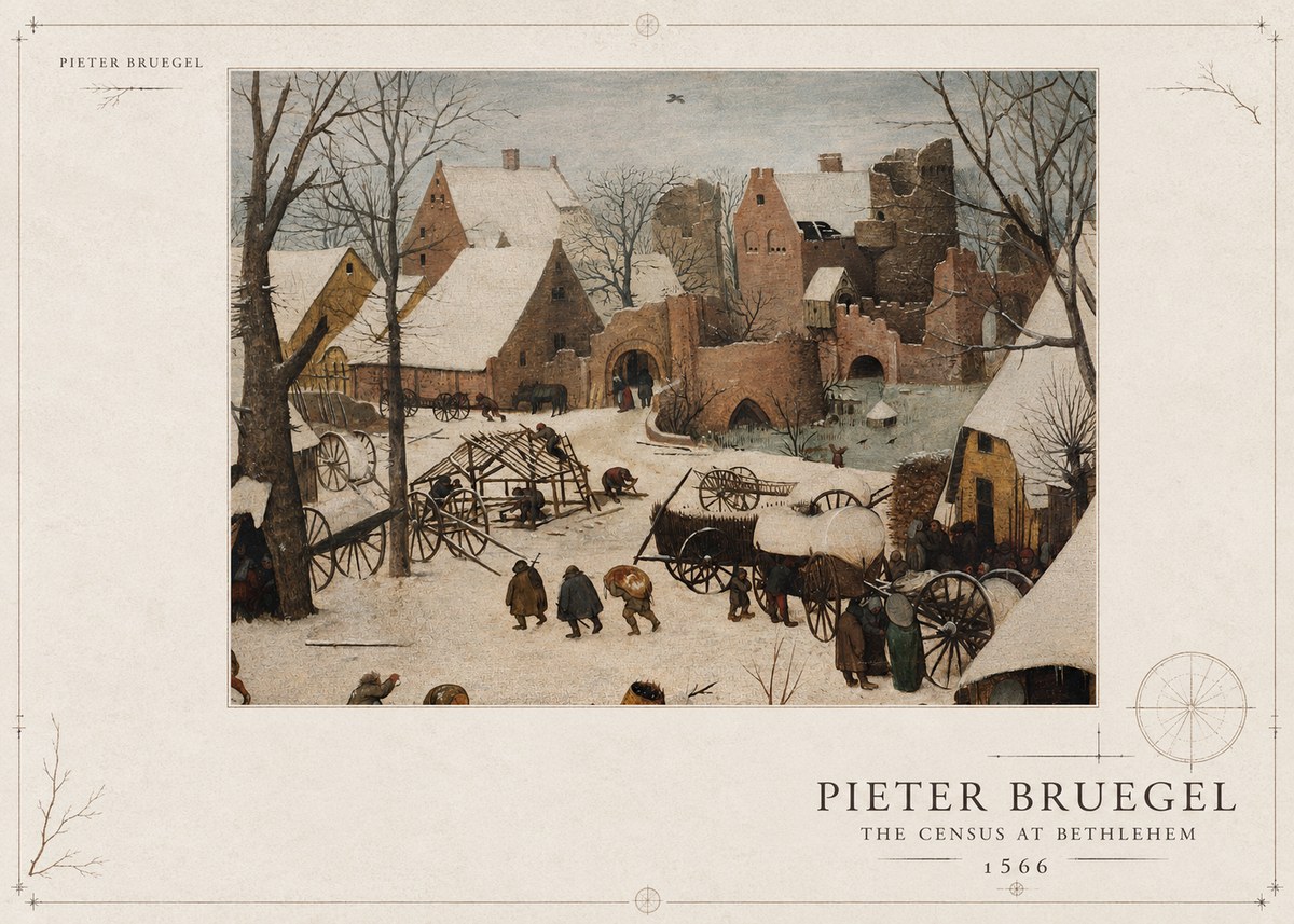 Pieter Bruegel The Census at Bethlehem I No3 - Póster