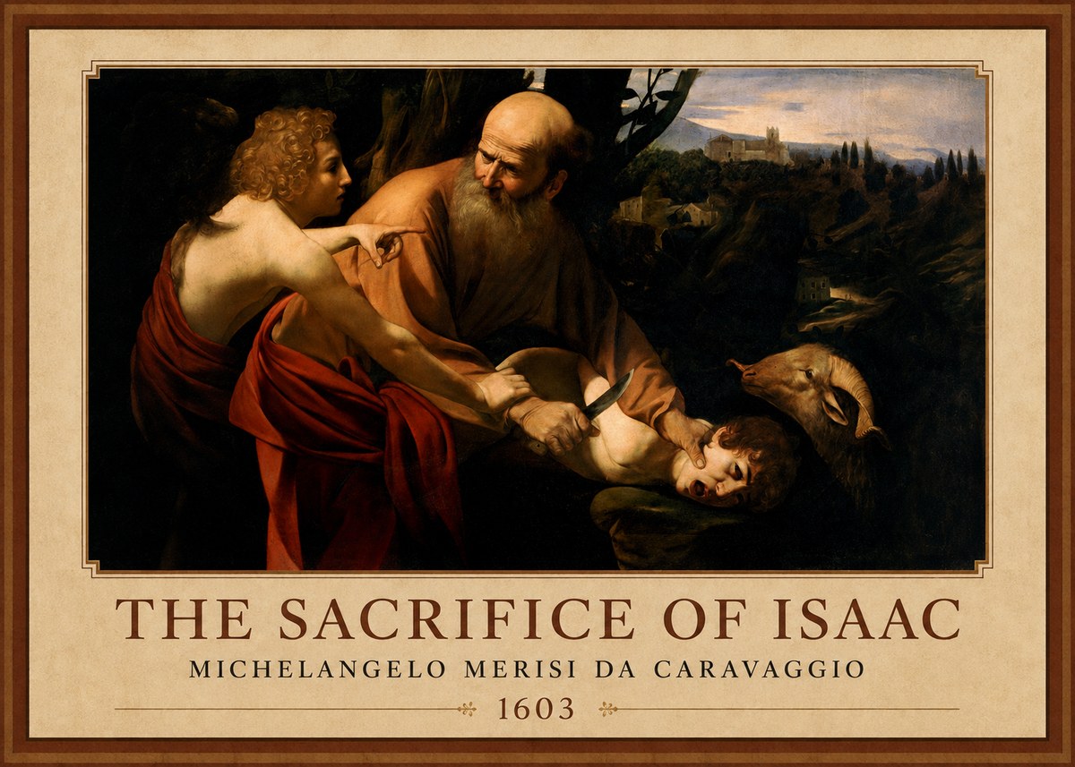 Michelangelo Merisi da Caravaggio The Sacrifice of Isaac I No1 - Póster