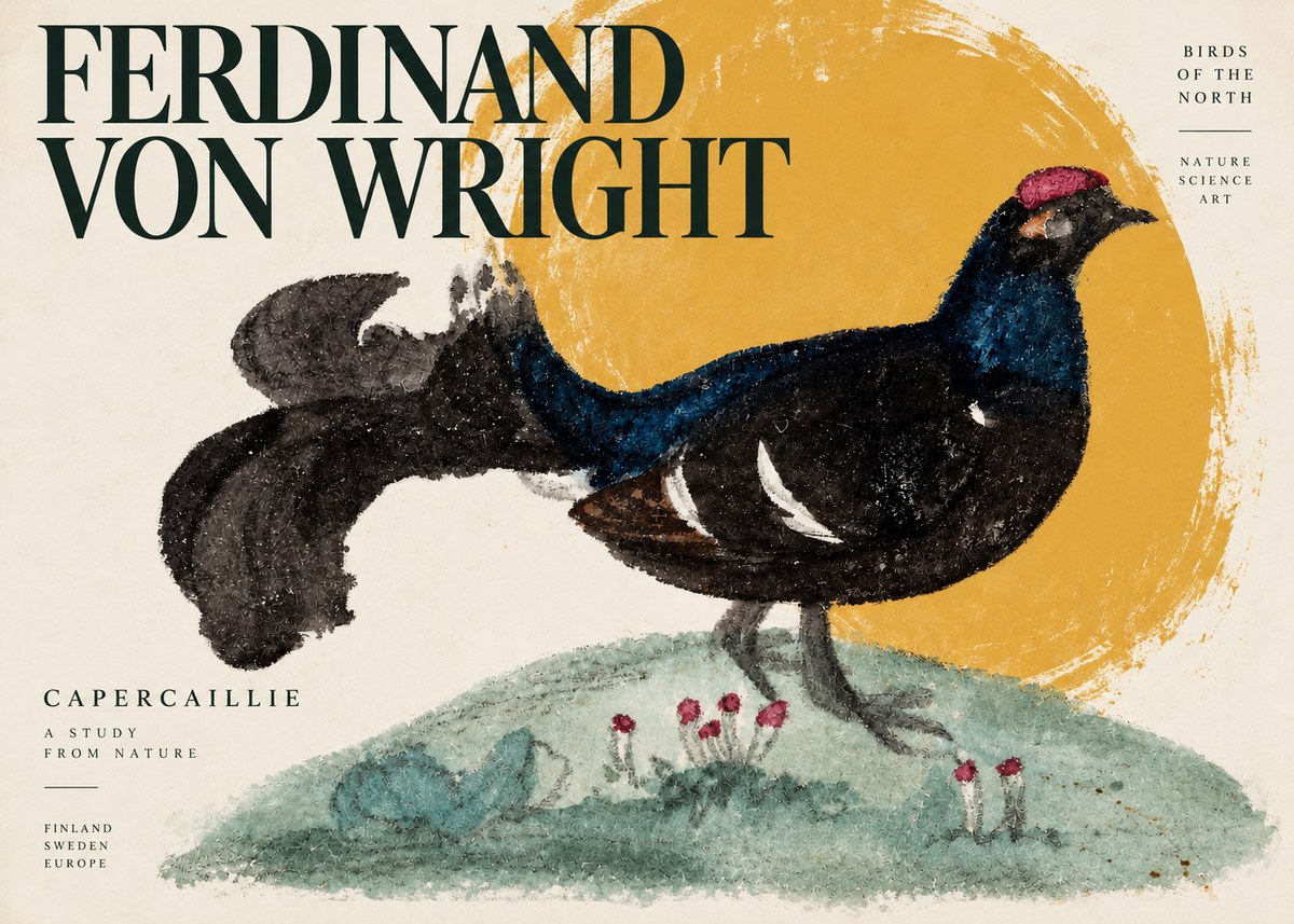 Ferdinand von Wright Western Capercaillie - Watercolor Study No4 - Póster