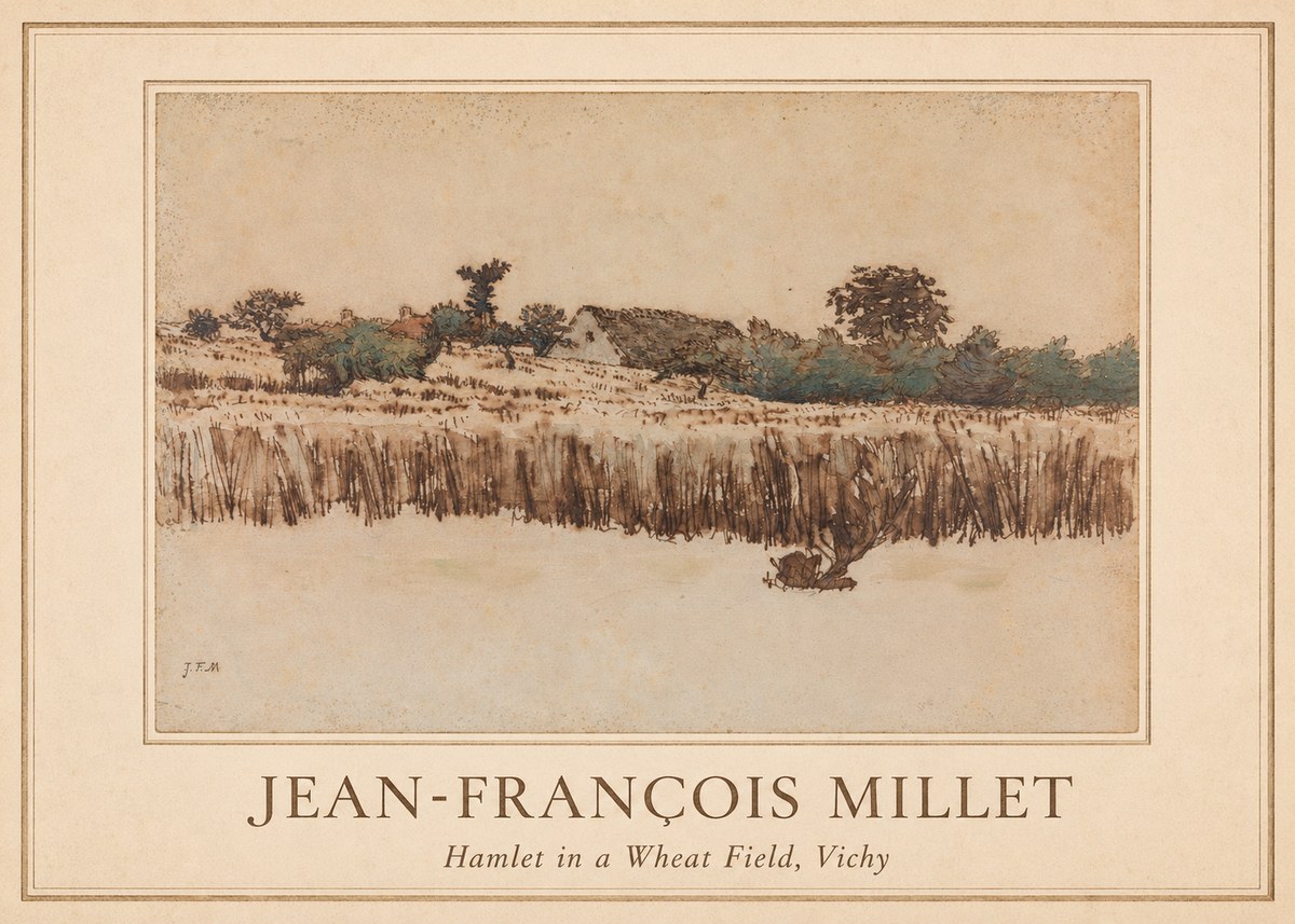 Jean-François Millet Hamlet in a Wheat Field, Vichy No1 - Póster