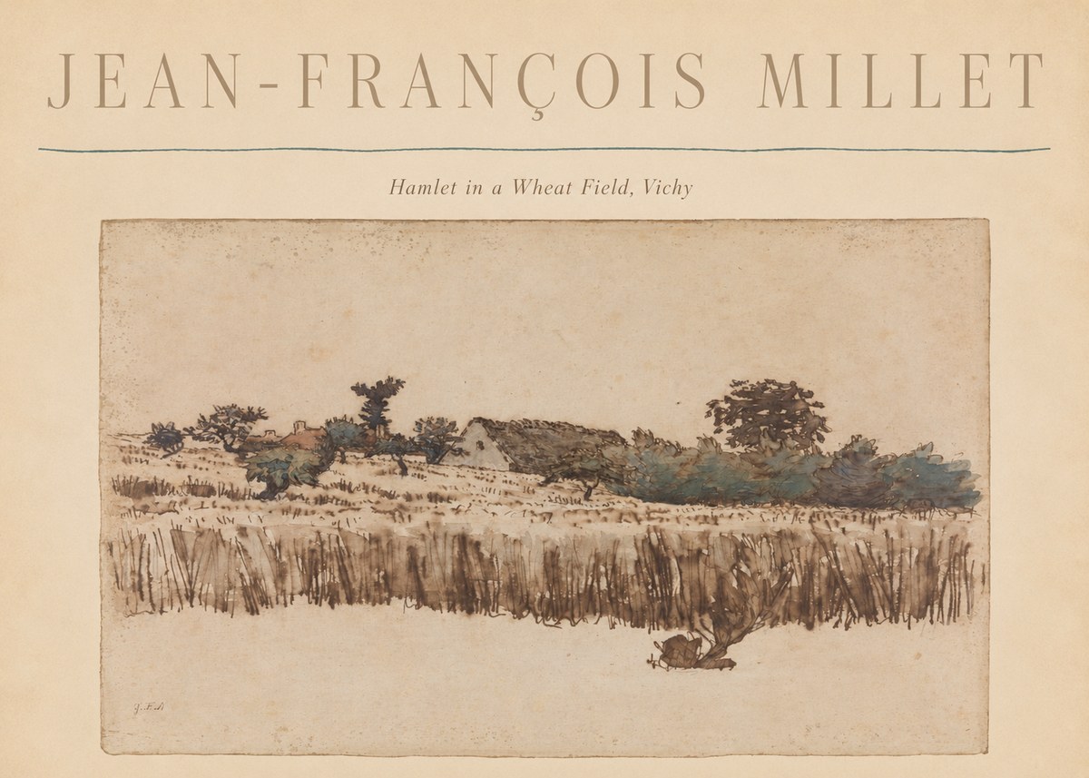 Jean-François Millet Hamlet in a Wheat Field, Vichy No6 - Póster