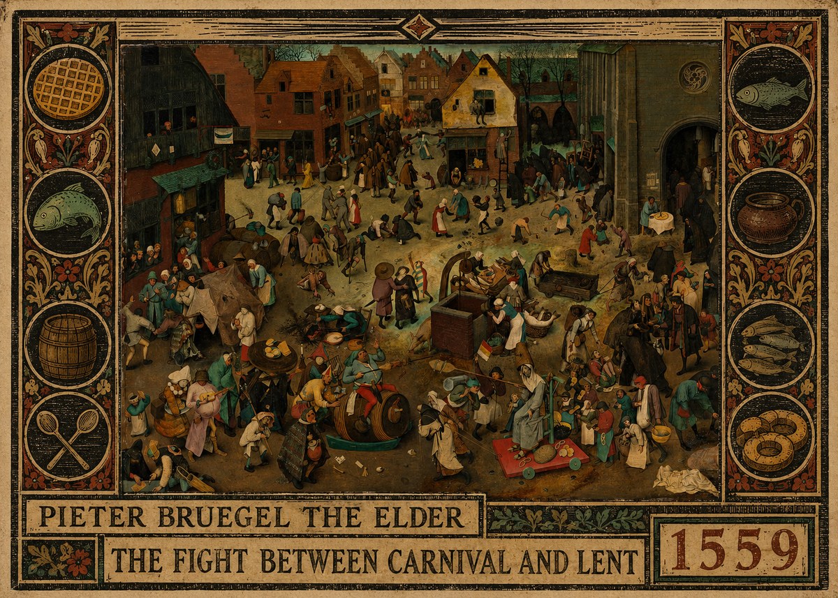Pieter Bruegel The Fight Between Carnival and Lent II No2 - Póster