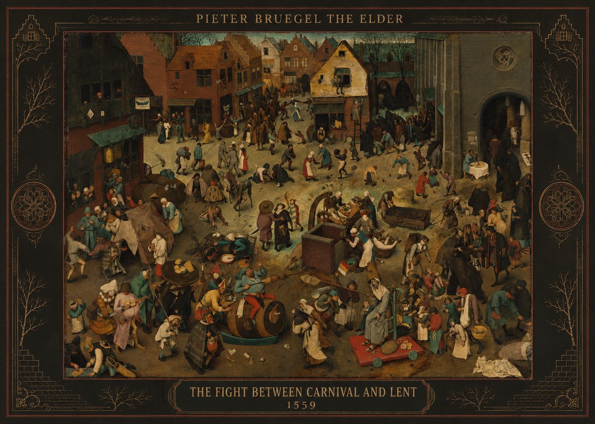 Pieter Bruegel The Fight Between Carnival and Lent II No4 - Póster