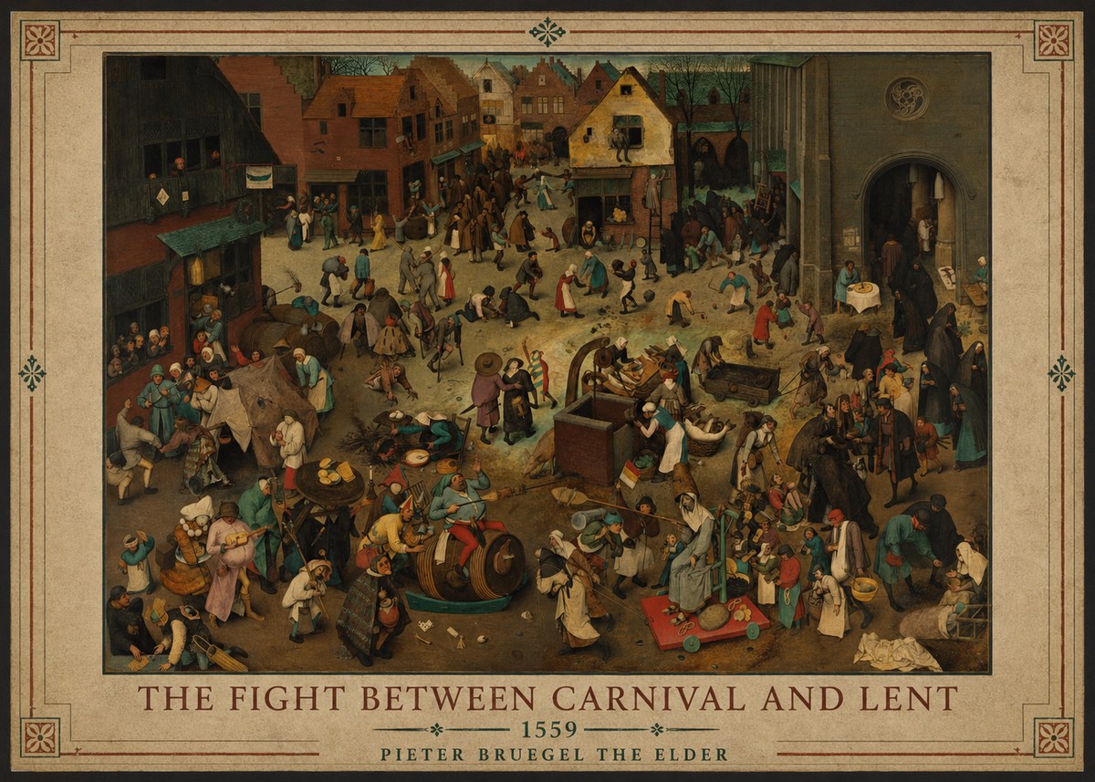 Pieter Bruegel The Fight Between Carnival and Lent II No6 - Póster