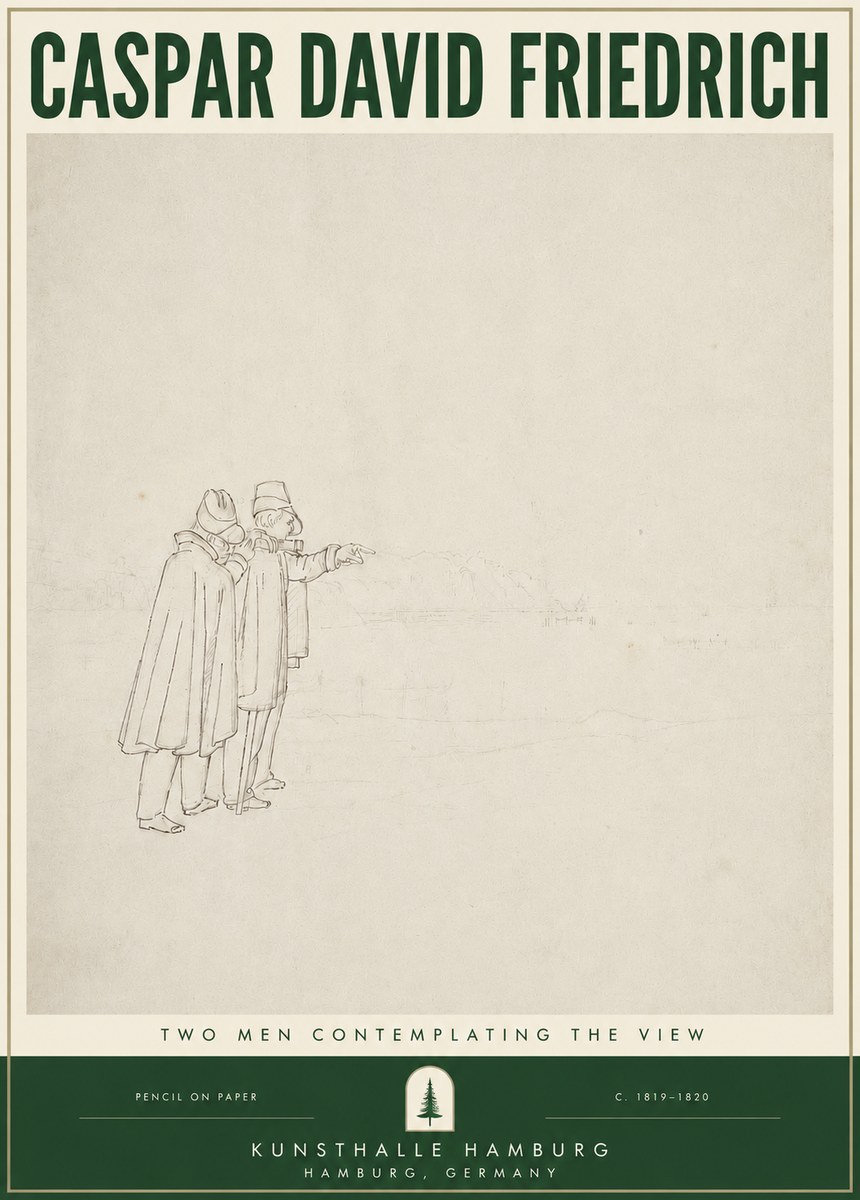 Caspar David Friedrich Two Men Contemplating the View No3 - Póster