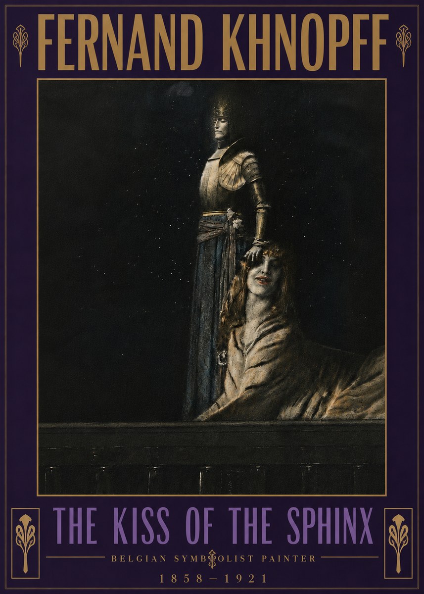 Fernand Khnopff The Kiss of the Sphinx No6 - Póster