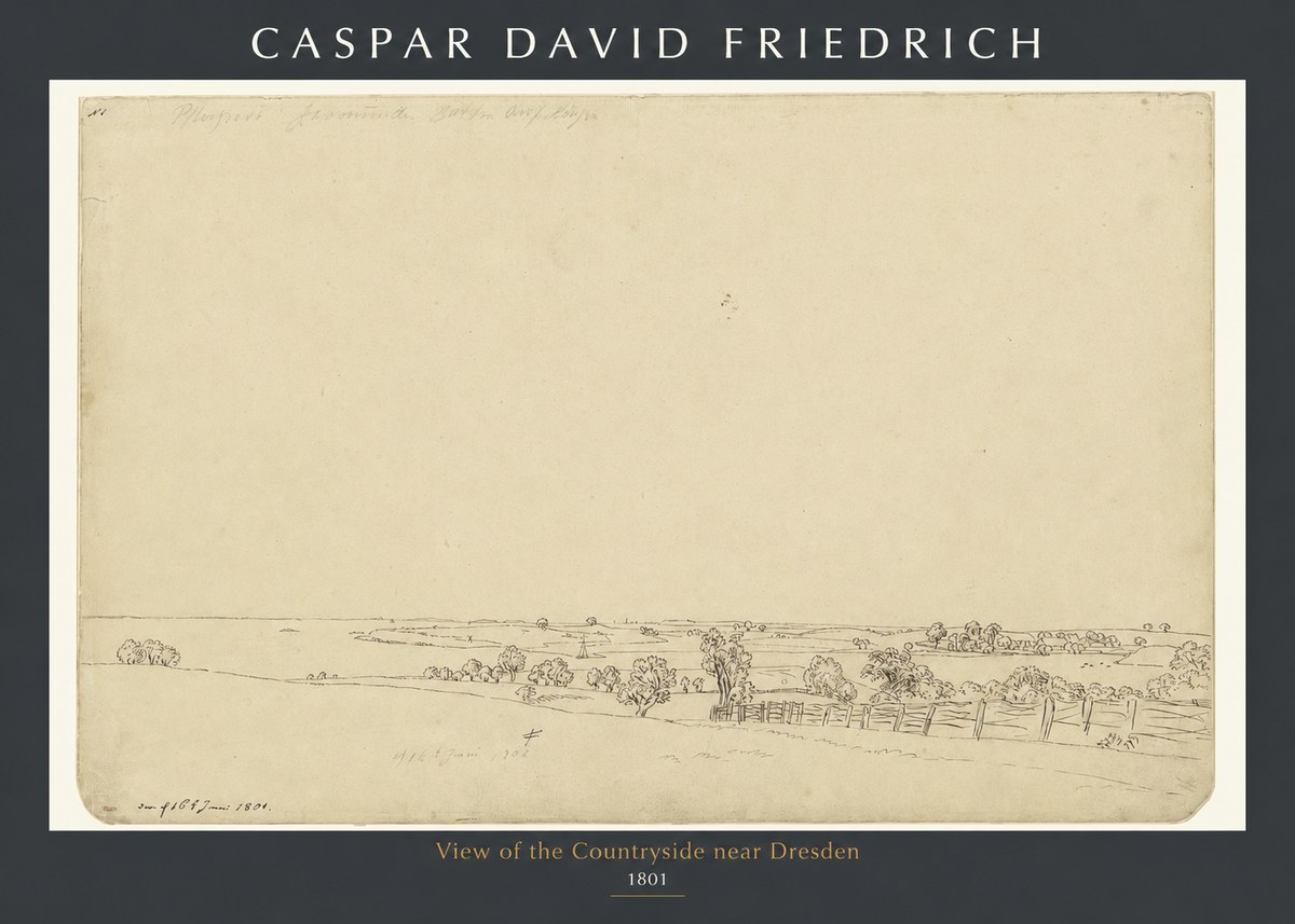 Caspar David Friedrich View of the Countryside Near Dresden No1 - Póster