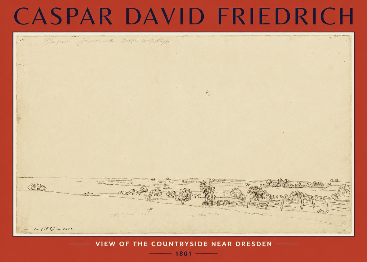 Caspar David Friedrich View of the Countryside Near Dresden No2 - Póster
