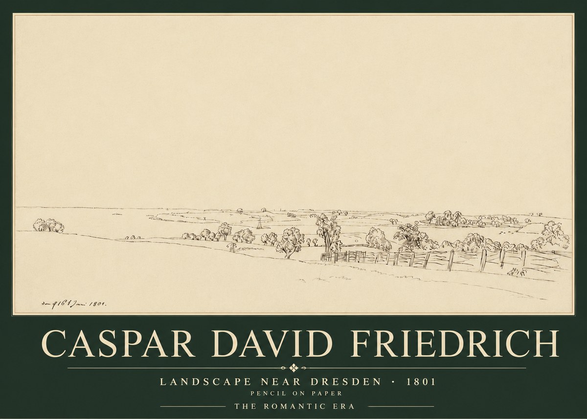 Caspar David Friedrich View of the Countryside Near Dresden No5 - Póster