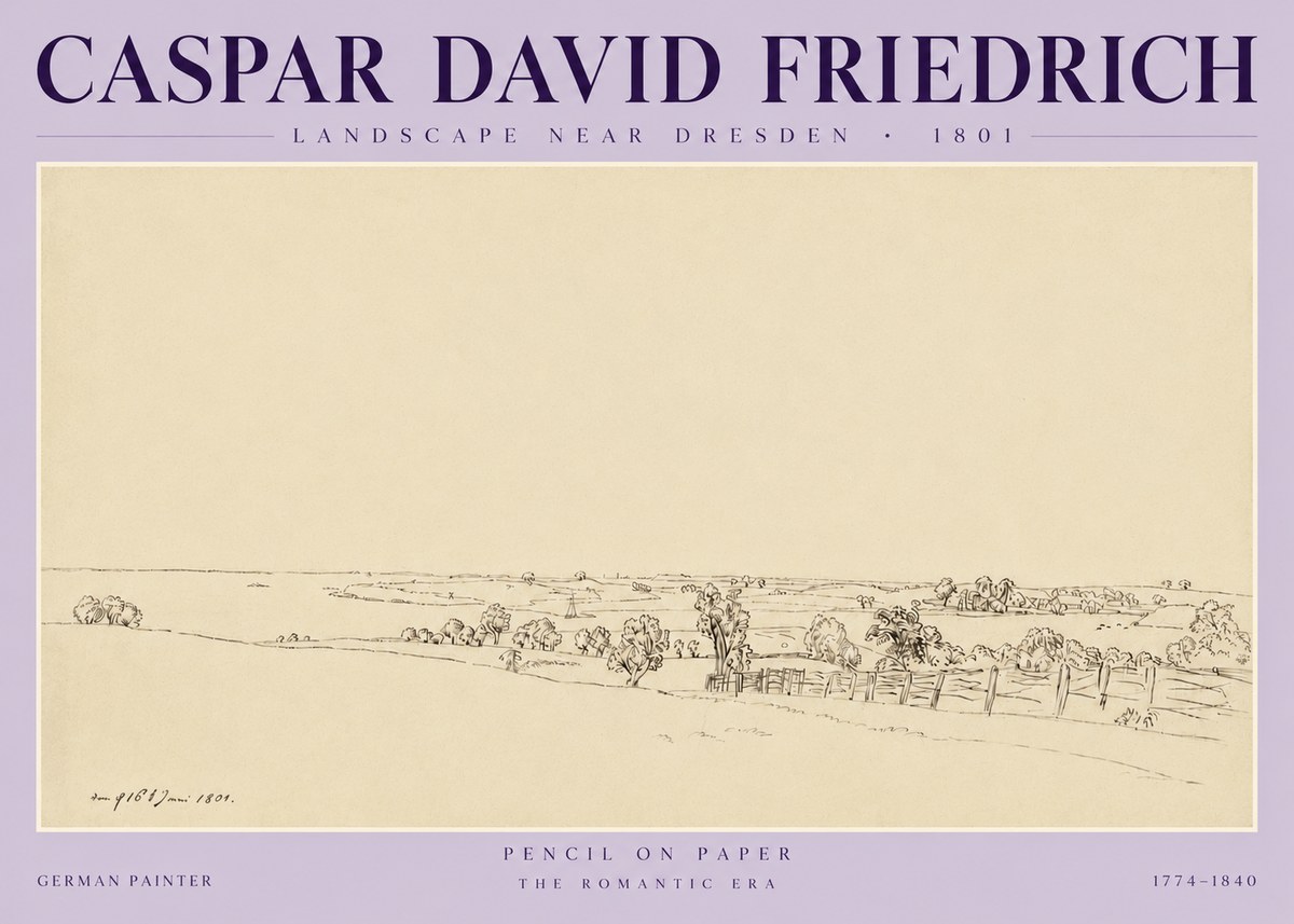 Caspar David Friedrich View of the Countryside Near Dresden No6 - Póster