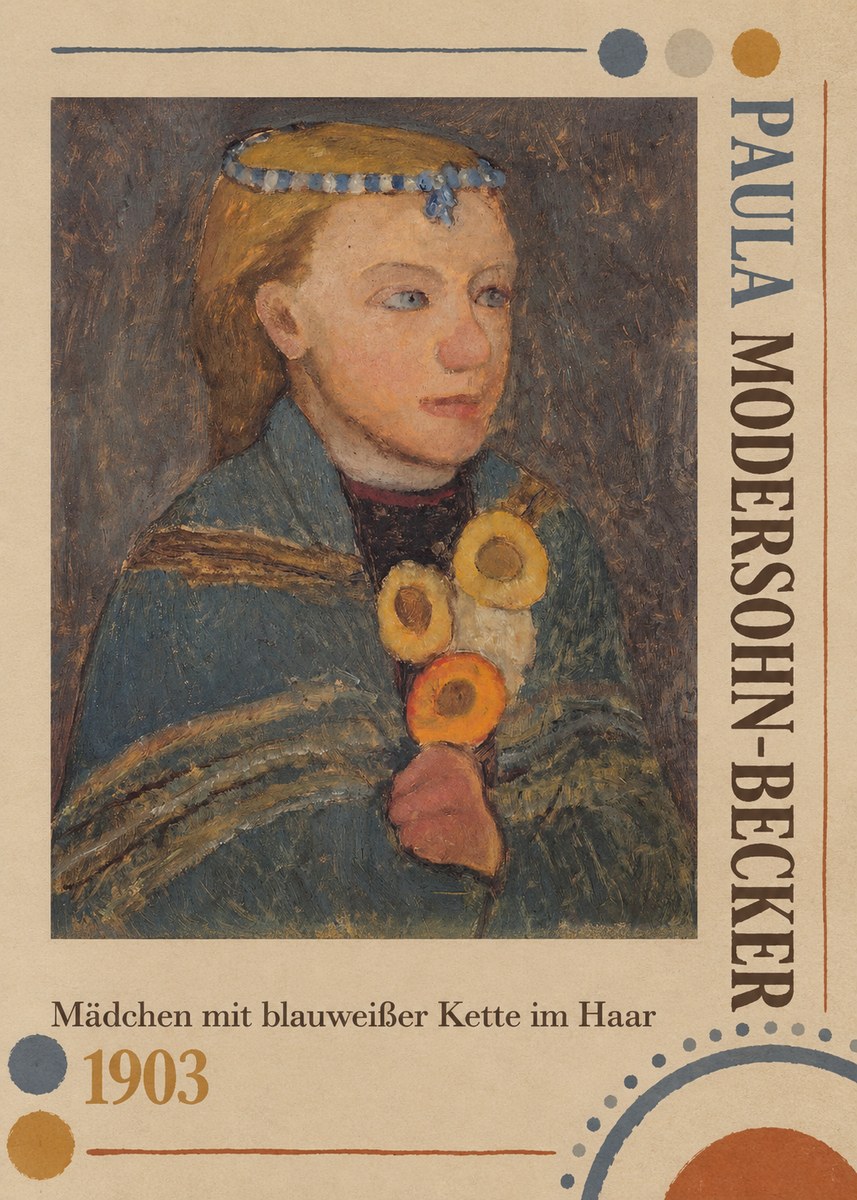 Paula Modersohn-Becker Mädchen Mit Blauweißer Kette Im Haar No4 - Póster