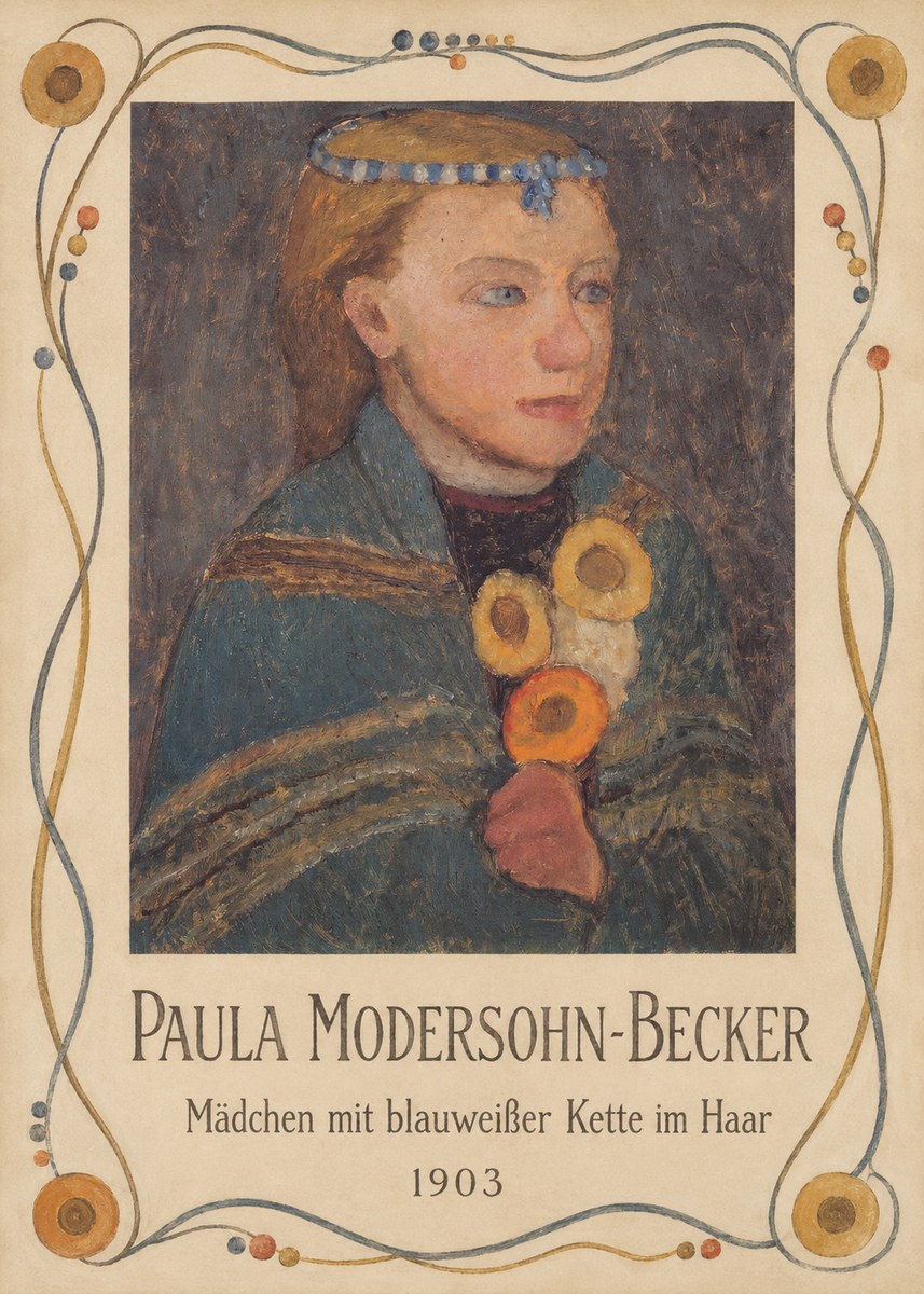Paula Modersohn-Becker Mädchen Mit Blauweißer Kette Im Haar No5 - Póster