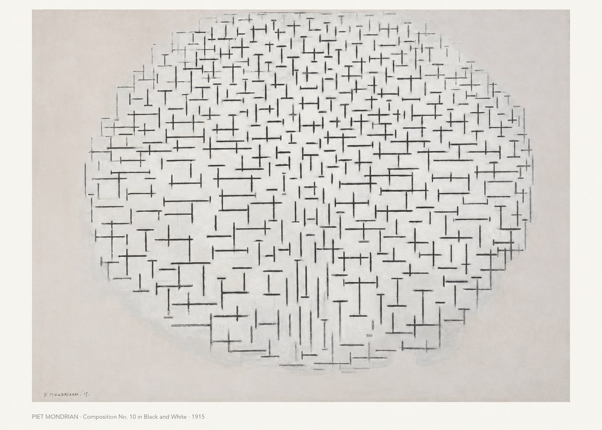 Piet Mondrian Composition 10 in Black and White No6 - Póster