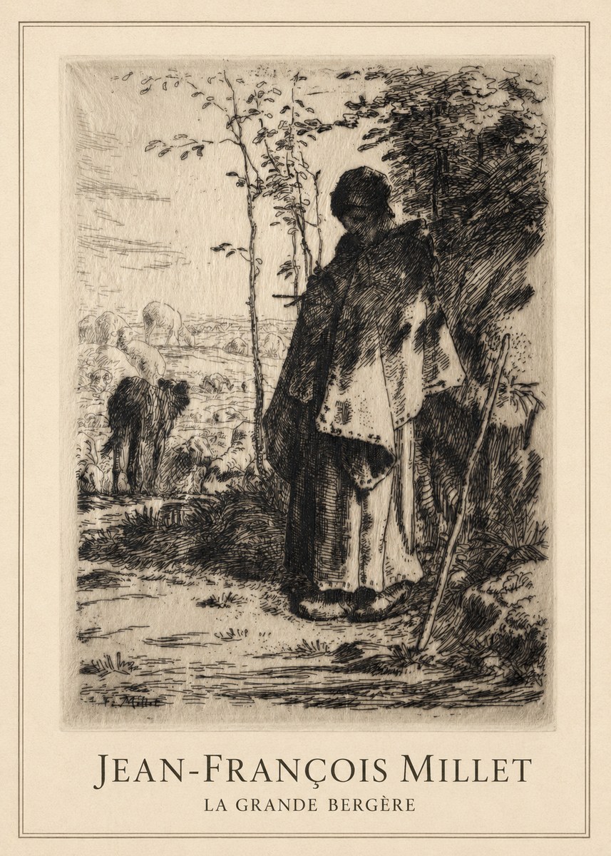 Jean-François Millet La Grande Bergère No1 - Póster