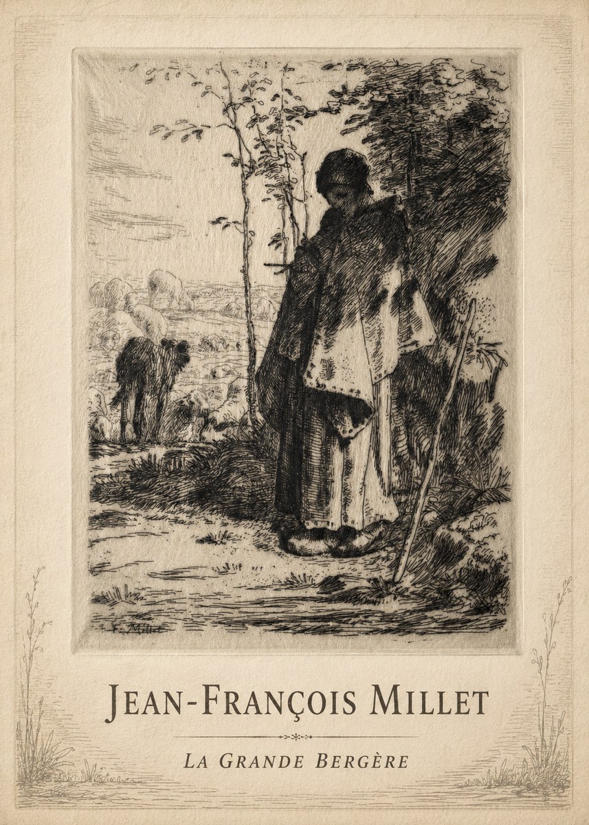 Jean-François Millet La Grande Bergère No3 - Póster