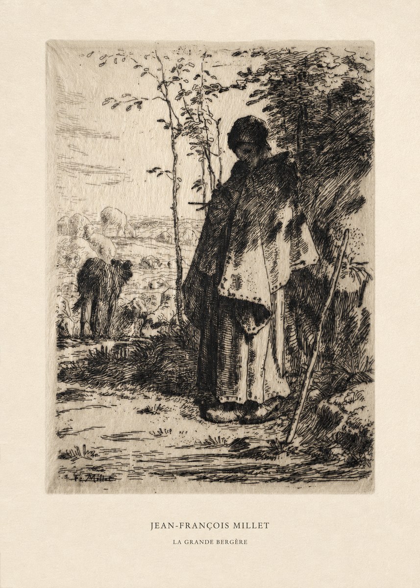 Jean-François Millet La Grande Bergère No6 - Póster