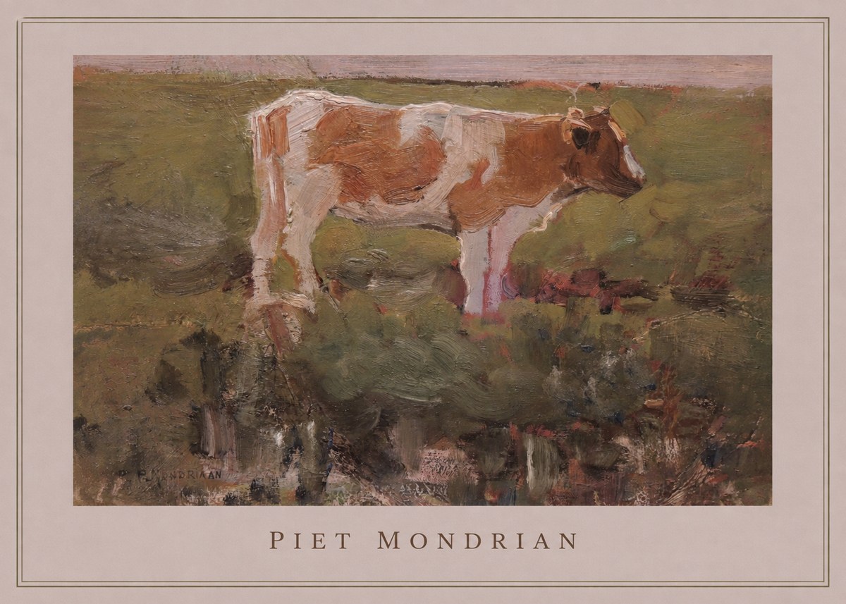 Piet Mondrian Cow No3 - Póster