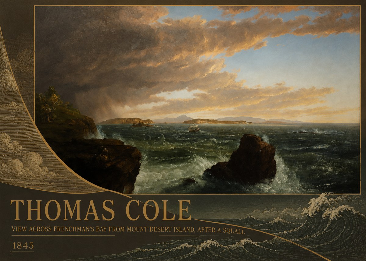 Thomas Cole View Across Frenchman's Bay from Mount Desert Island, After a Squall I No2 - Póster