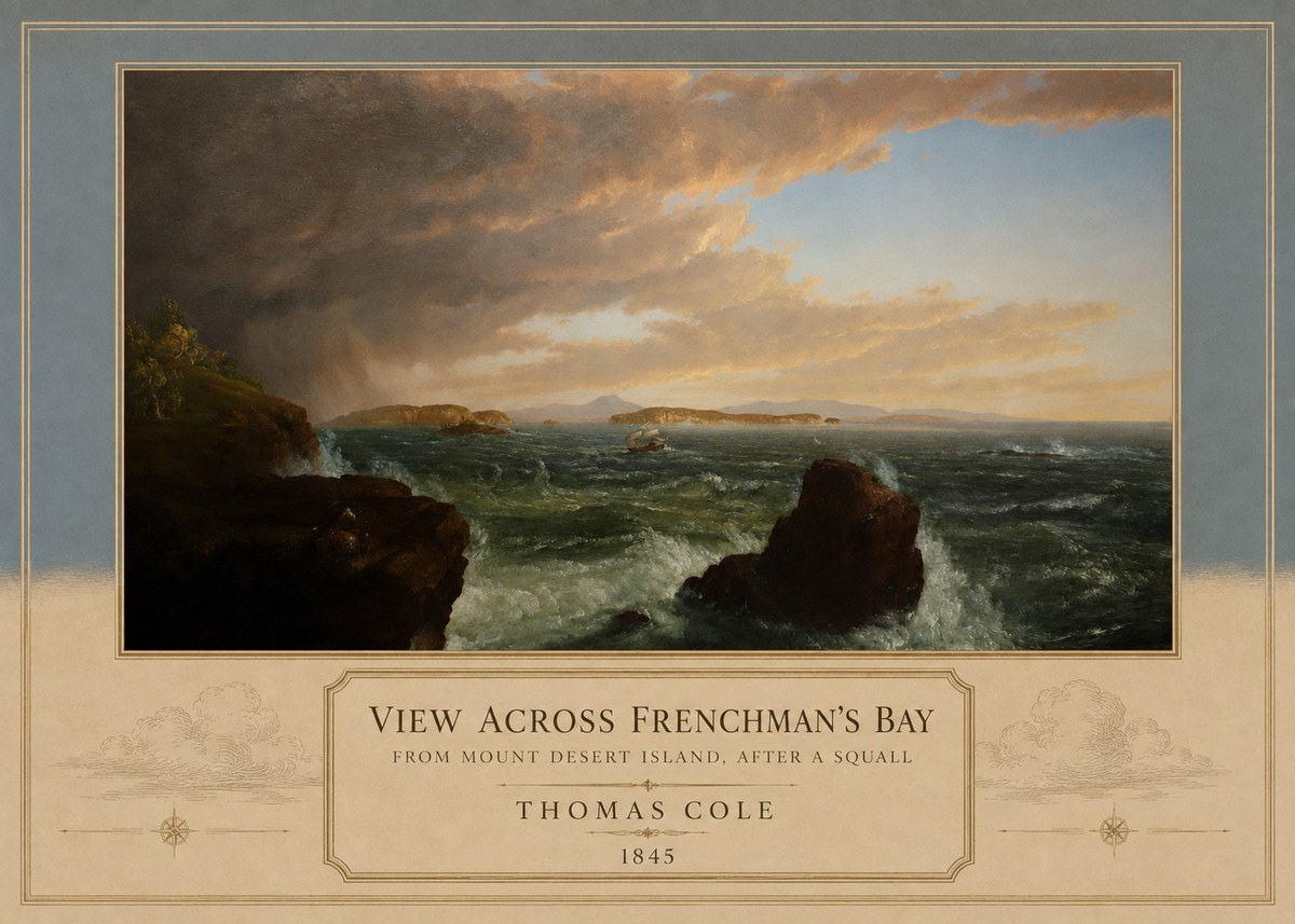 Thomas Cole View Across Frenchman's Bay from Mount Desert Island, After a Squall I No3 - Póster