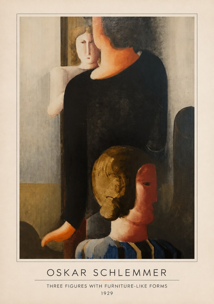 Oskar Schlemmer Three Figures with Furniture-like Forms No4 - Póster