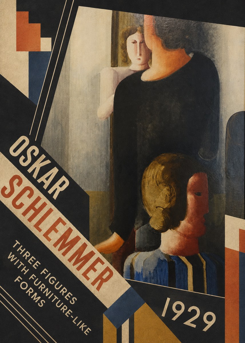 Oskar Schlemmer Three Figures with Furniture-like Forms No5 - Póster