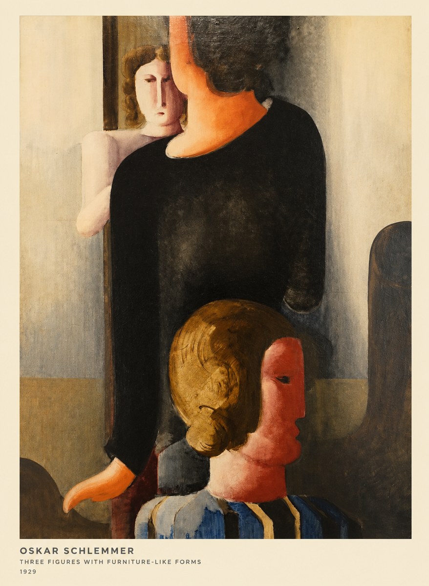 Oskar Schlemmer Three Figures with Furniture-like Forms No6 - Póster