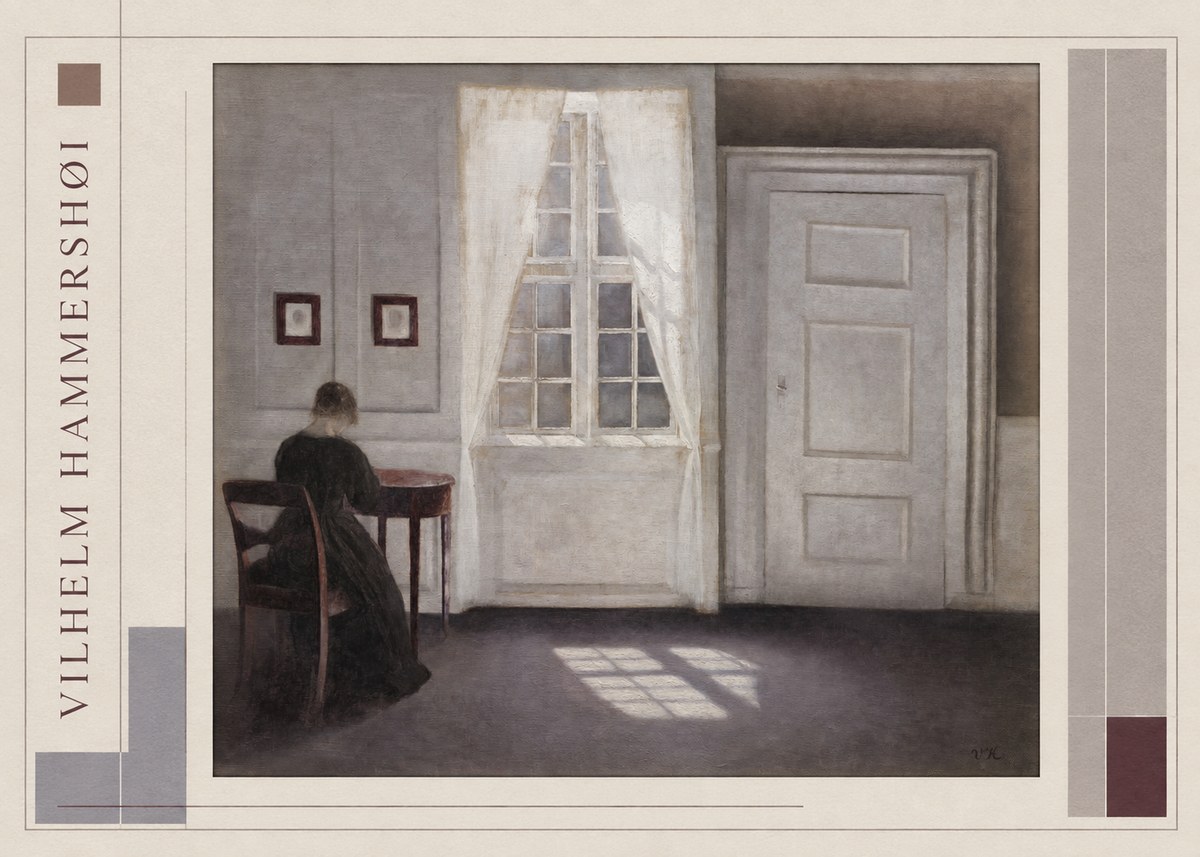 Vilhelm Hammershøi Interior with a Woman at a Table No2 - Póster