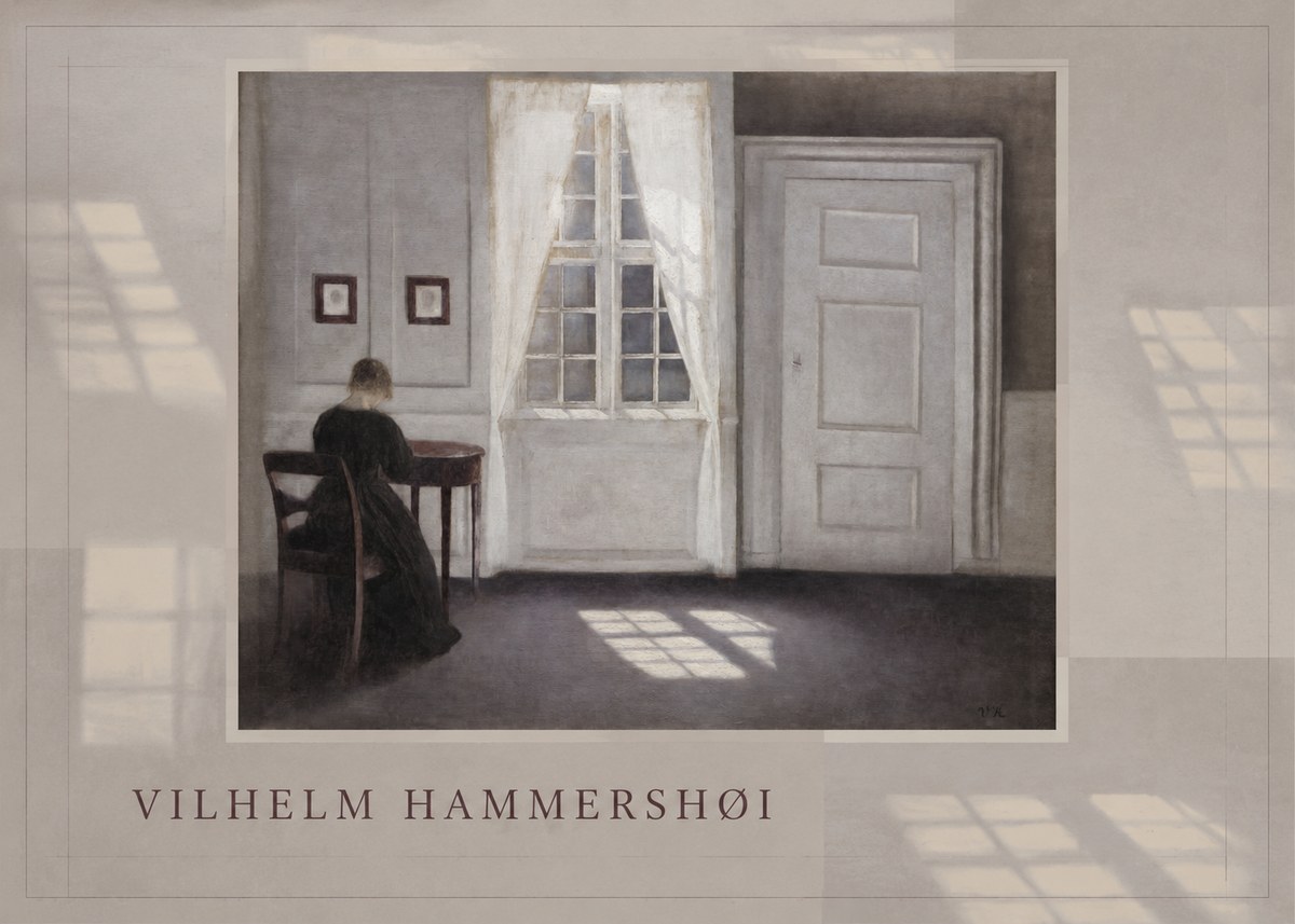 Vilhelm Hammershøi Interior with a Woman at a Table No3 - Póster
