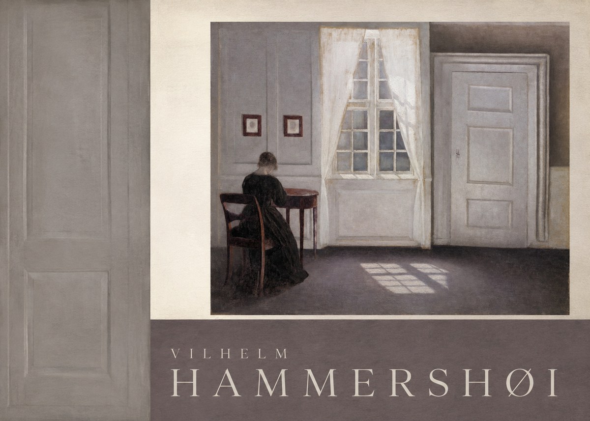 Vilhelm Hammershøi Interior with a Woman at a Table No6 - Póster