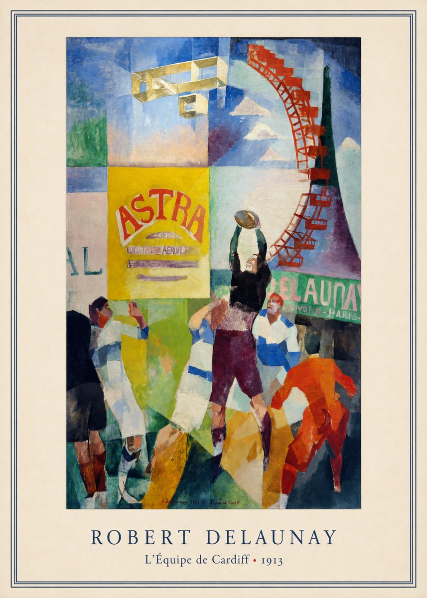 Robert Delaunay L'équipe De Cardiff - 1913 No3 - Póster