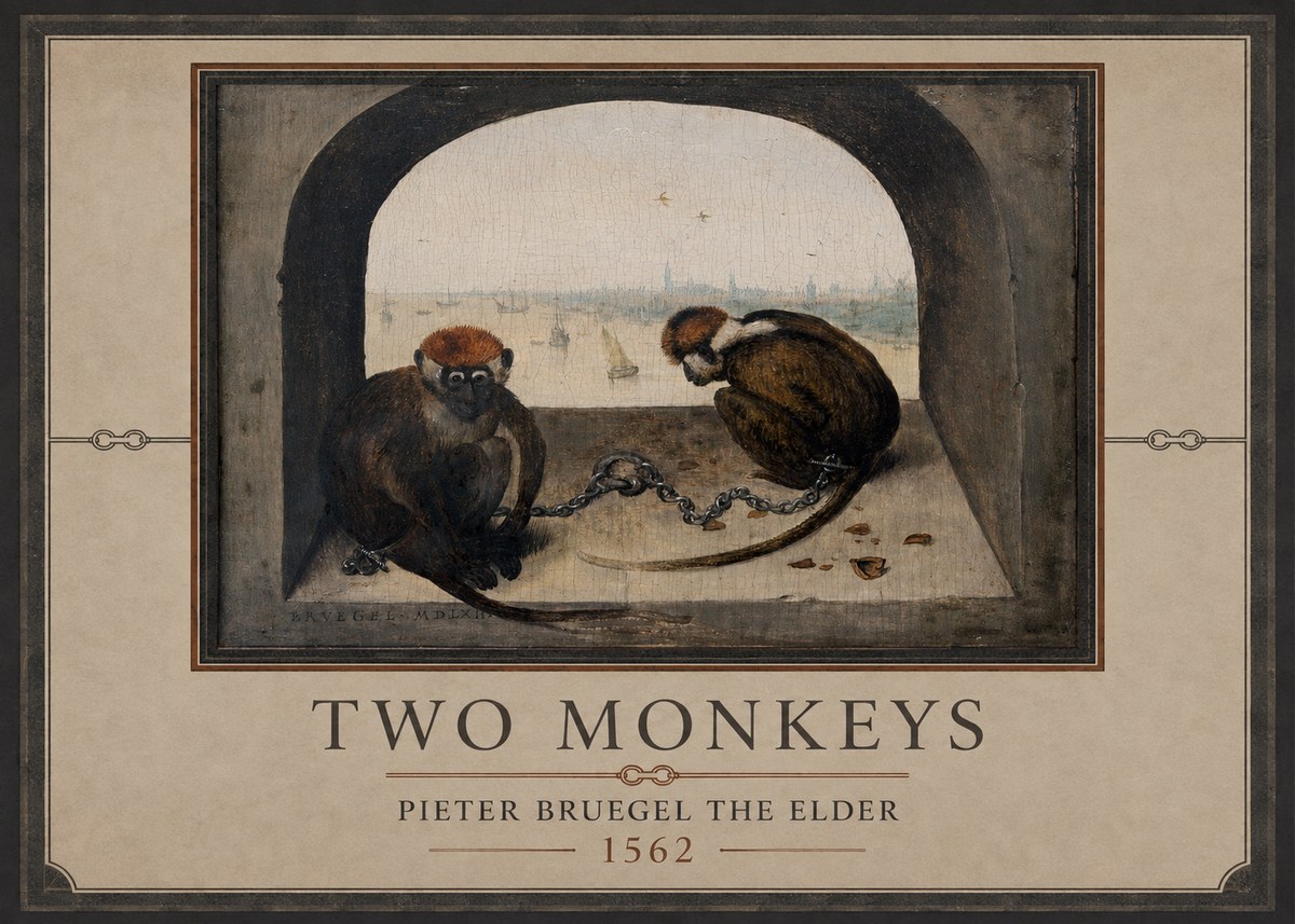 Pieter Bruegel Two Monkeys II No1 - Póster