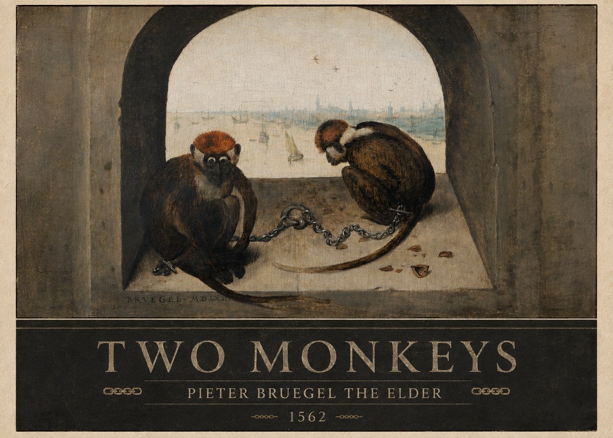 Pieter Bruegel Two Monkeys II No4 - Póster