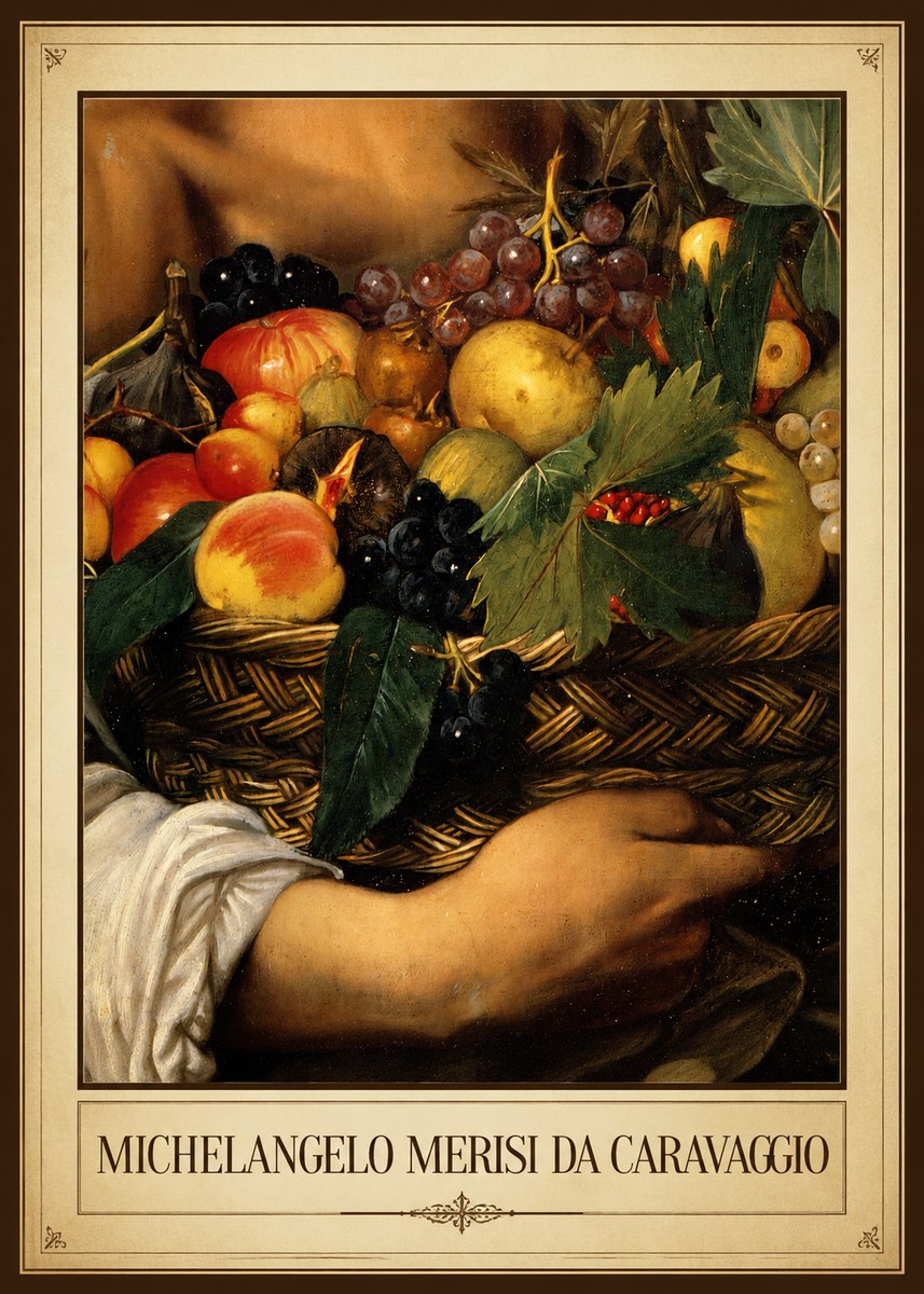 Michelangelo Merisi da Caravaggio Basket of Fruit No1 - Póster
