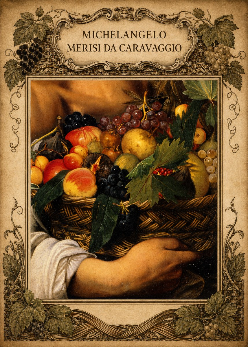 Michelangelo Merisi da Caravaggio Basket of Fruit No4 - Póster