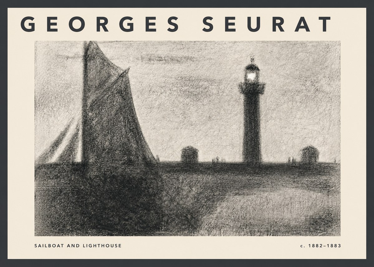 Seurat Sailboat and Lighthouse No2 - Póster