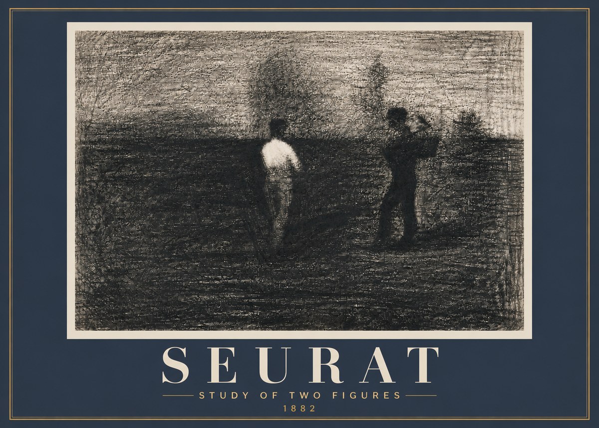 Seurat Study of Two Figures No6 - Póster