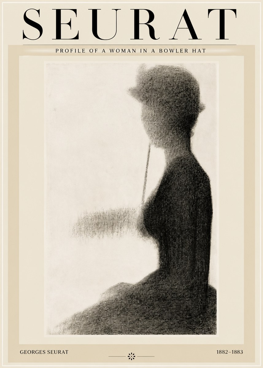 Seurat Profile of a Woman in a Bowler Hat No2 - Póster