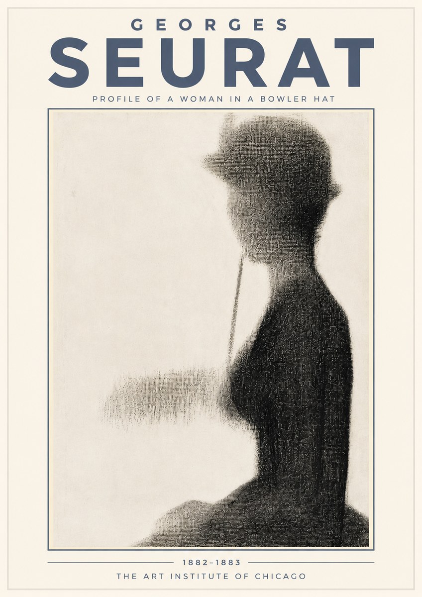 Seurat Profile of a Woman in a Bowler Hat No4 - Póster