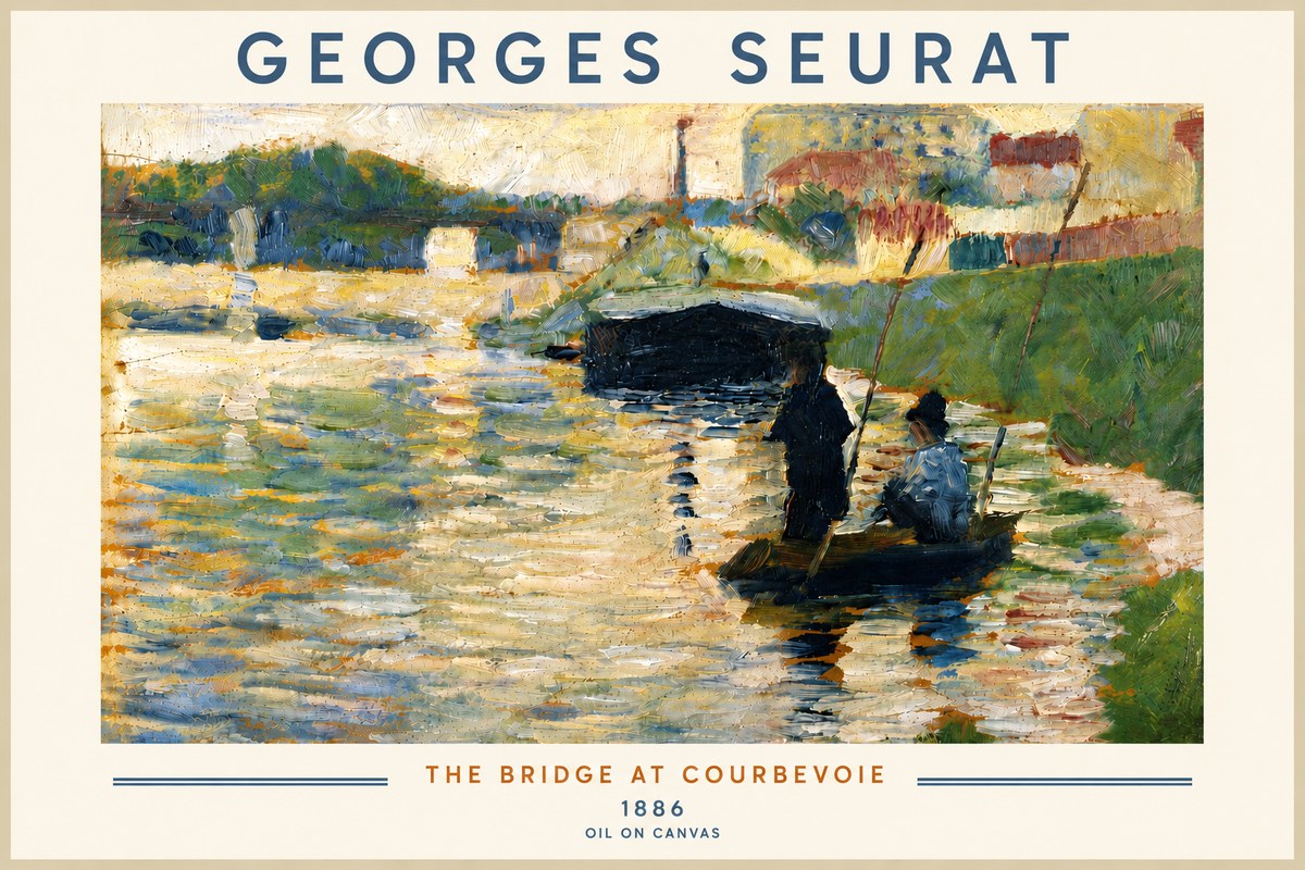 Seurat The Bridge at Courbevoie No6 - Póster
