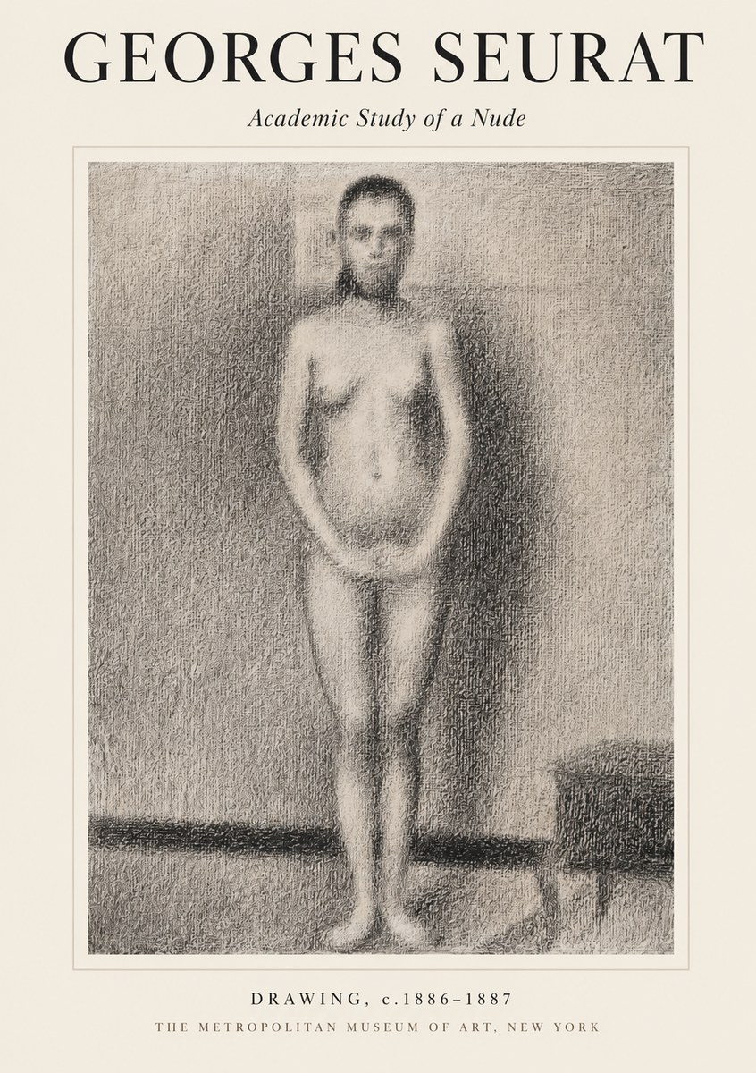 Seurat Academic Study of a Nude No1 - Póster