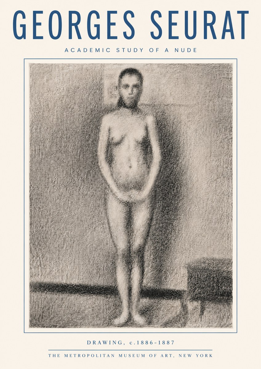Seurat Academic Study of a Nude No5 - Póster