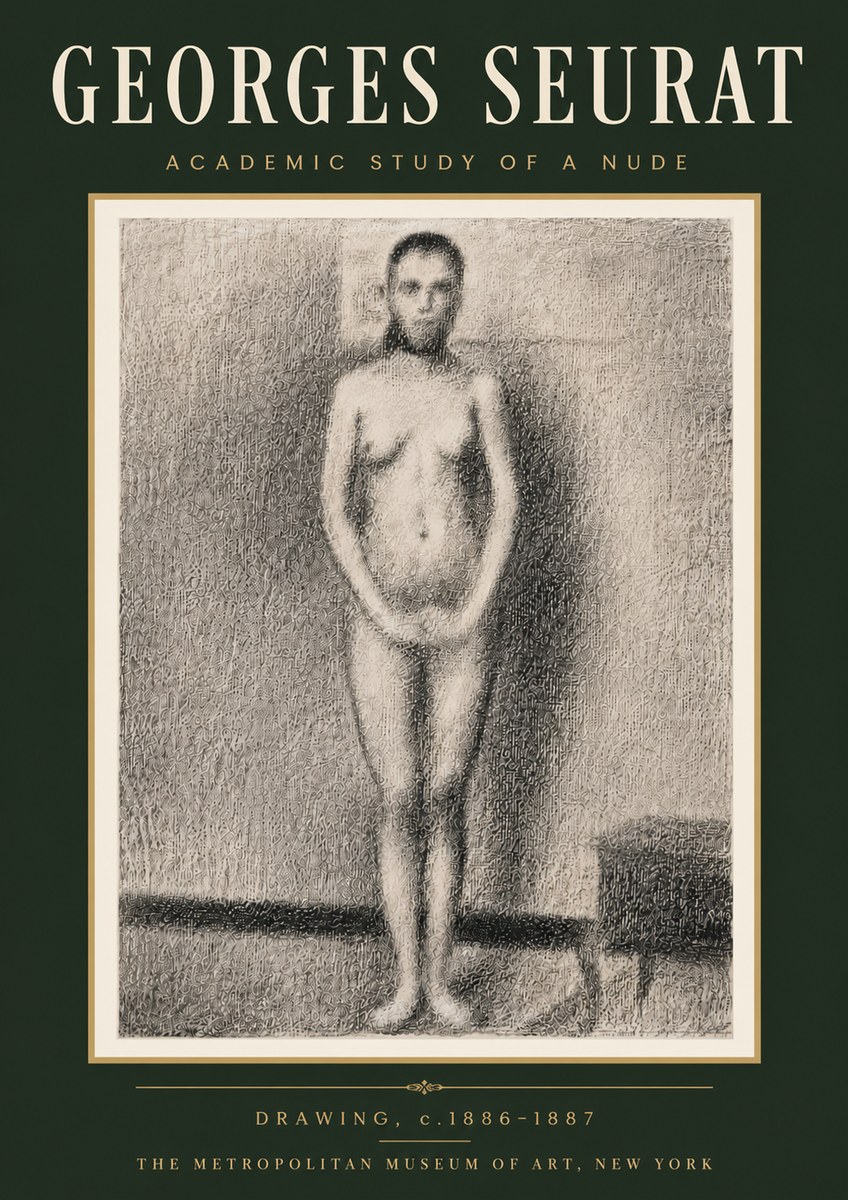 Seurat Academic Study of a Nude No6 - Póster