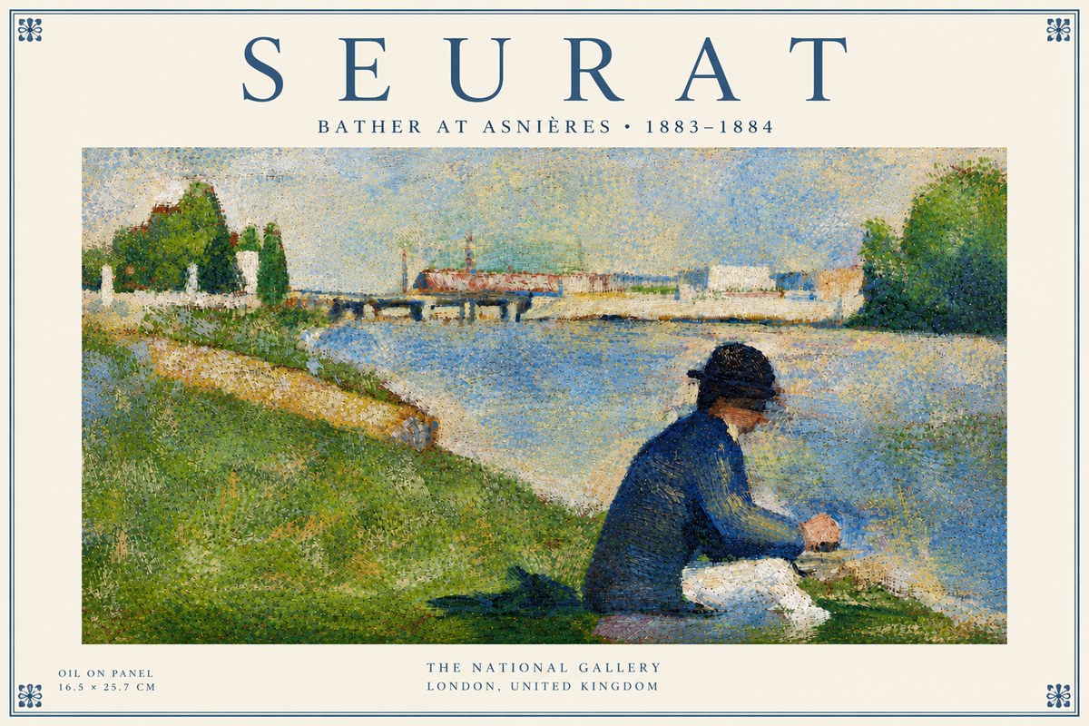 Seurat Bather at Asnières No5 - Póster
