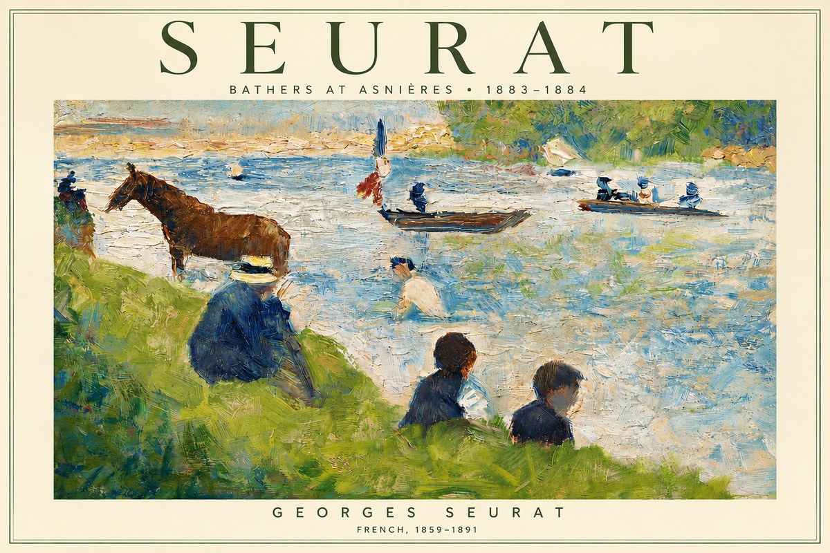 Seurat Bathers at Asnières II No3 - Póster