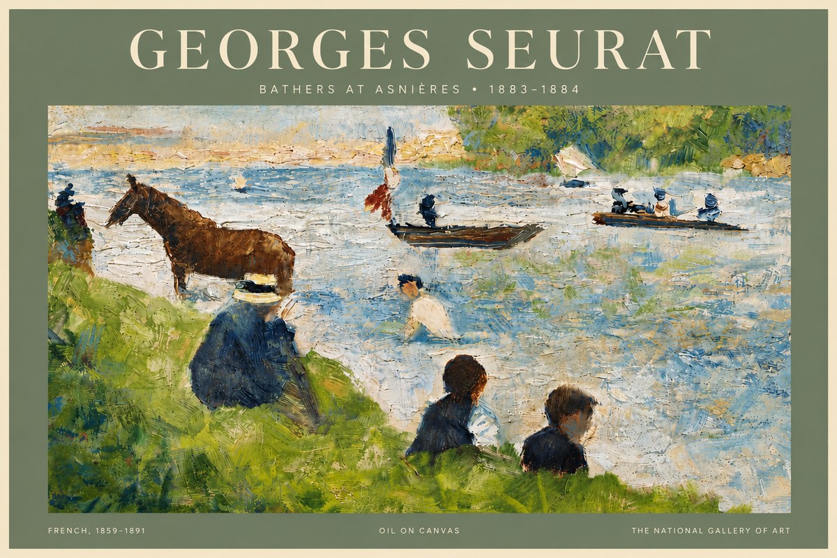 Seurat Bathers at Asnières II No6 - Póster