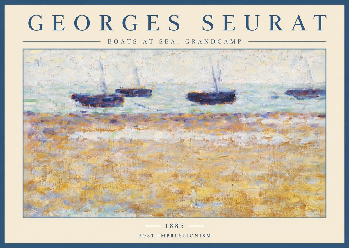 Seurat Boats at Sea, Grandcamp No2 - Póster