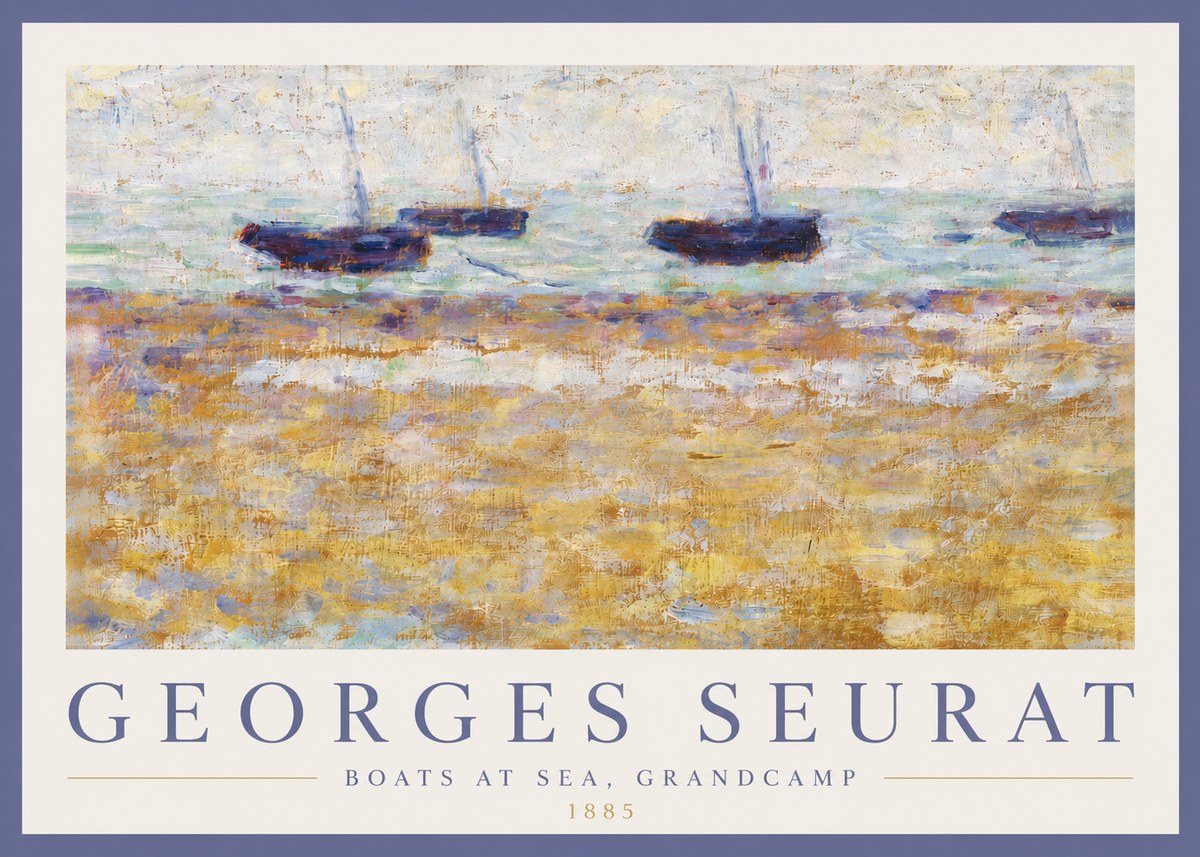Seurat Boats at Sea, Grandcamp No4 - Póster