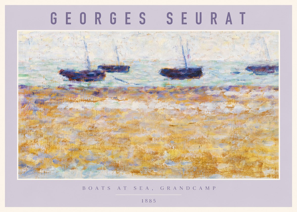 Seurat Boats at Sea, Grandcamp No6 - Póster