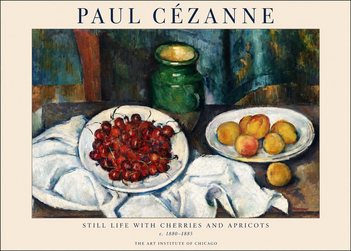 Paul Cézanne Still Life with Cherries and Apricots No1 - Póster